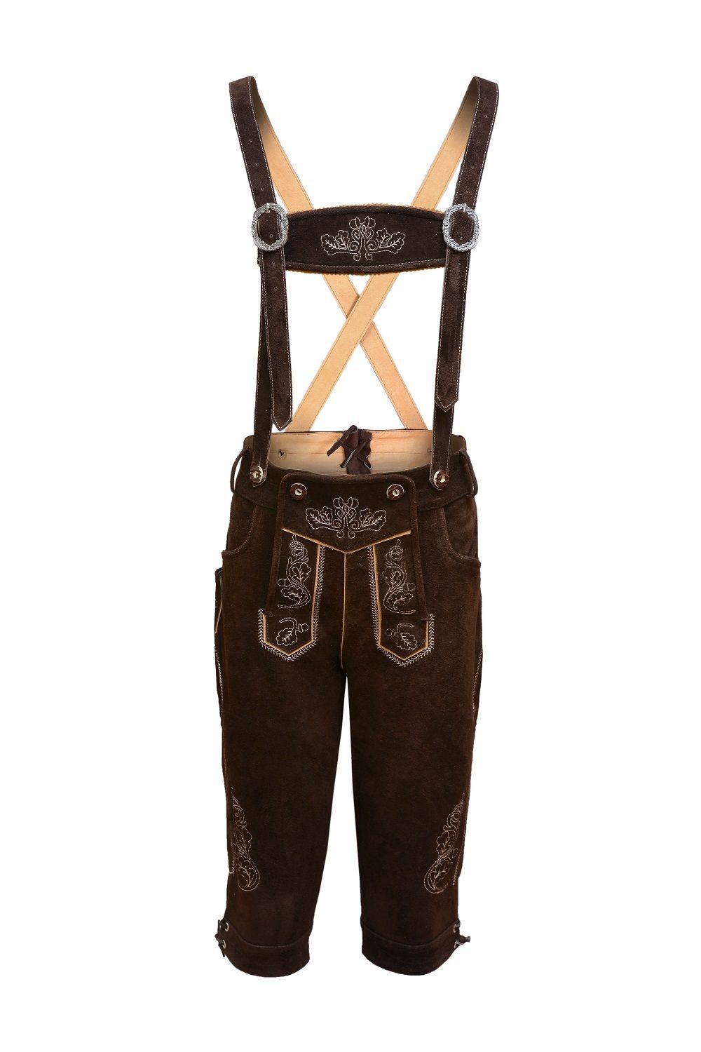 New German Oktoberfest Bavarian Lederhosen Men Real Leather Matching long Short