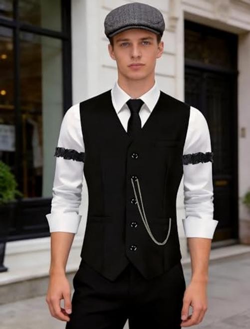 1920s Mens Costume Gangster Set – Roaring 20s Costumes for Men XX-Large Black