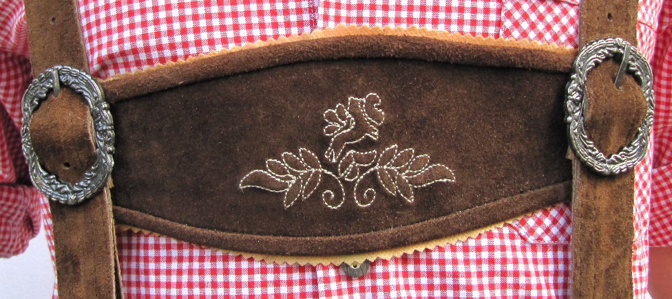 HIRSCHBERGER Trachten Lederhose kurz braun Gr. 46 – 60 Wildleder mit Träger