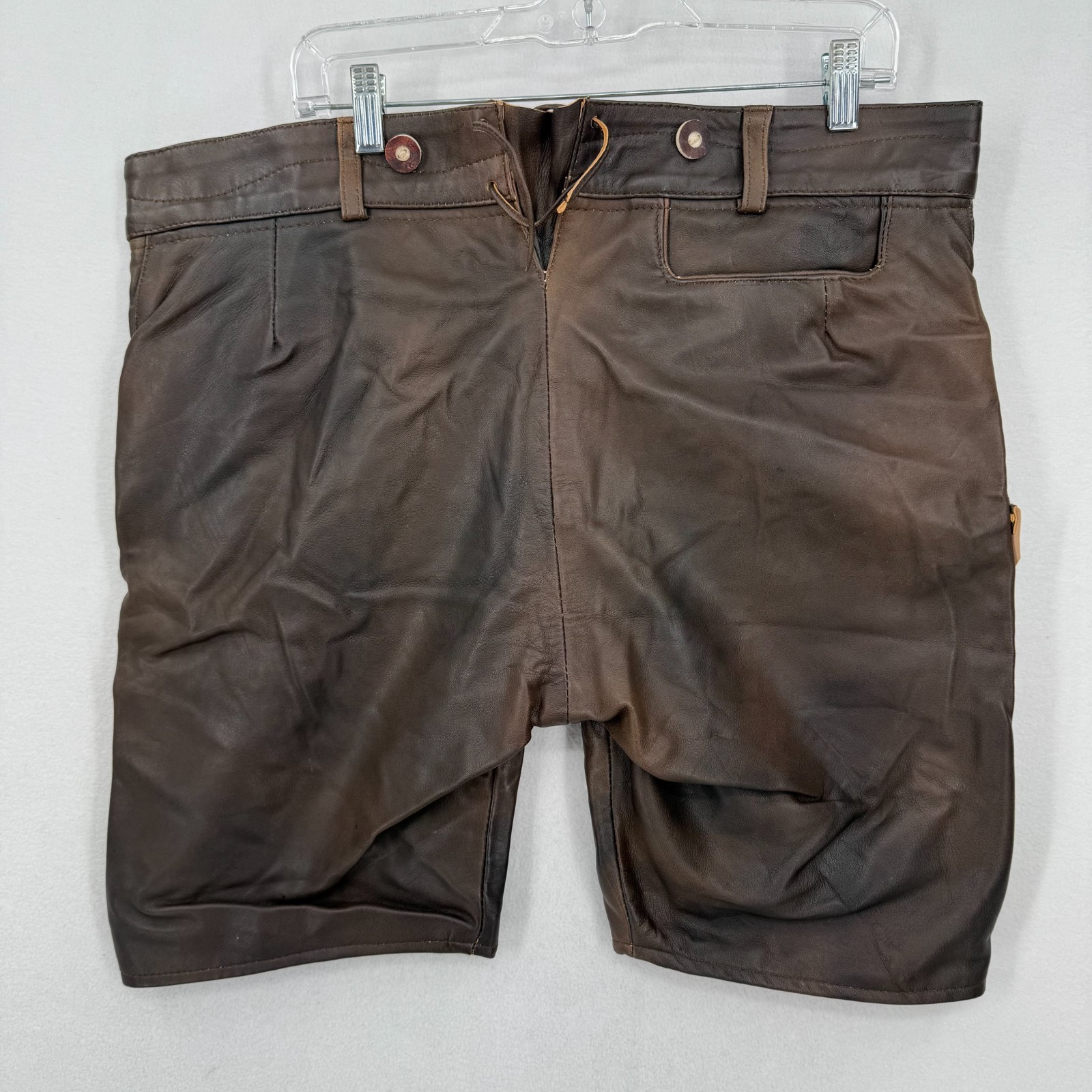 Lederhosen4U Men’s Size 38″ 54cm Leather Lederhosen Shorts Brown Oktoberfest
