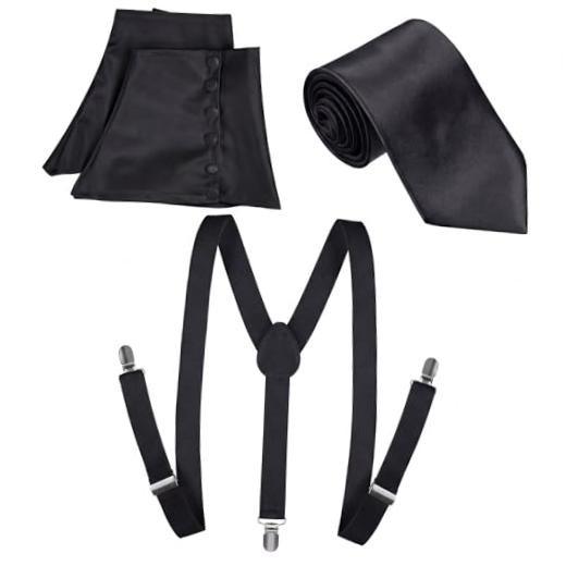 1920s Mens Christmas Costume Accessories Set Including Gangster Spats Black