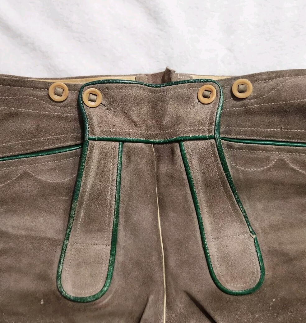LEATHER LEDERHOSEN HANDCRAFTED SHORTS PANTS MADE IN AUSTRIA 28 INCH WAIST