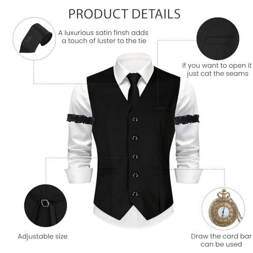 1920s Mens Costume Gangster Set – Roaring 20s Costumes for Men XX-Large Black