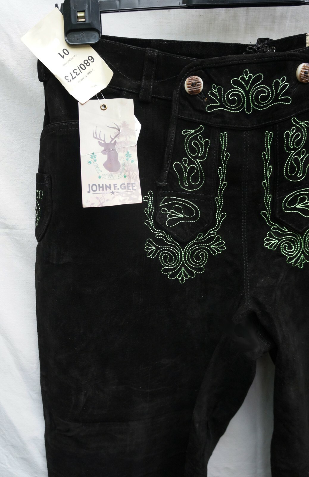 Lederhosen costume pants black 70 embroidery John F.Gee NP140€