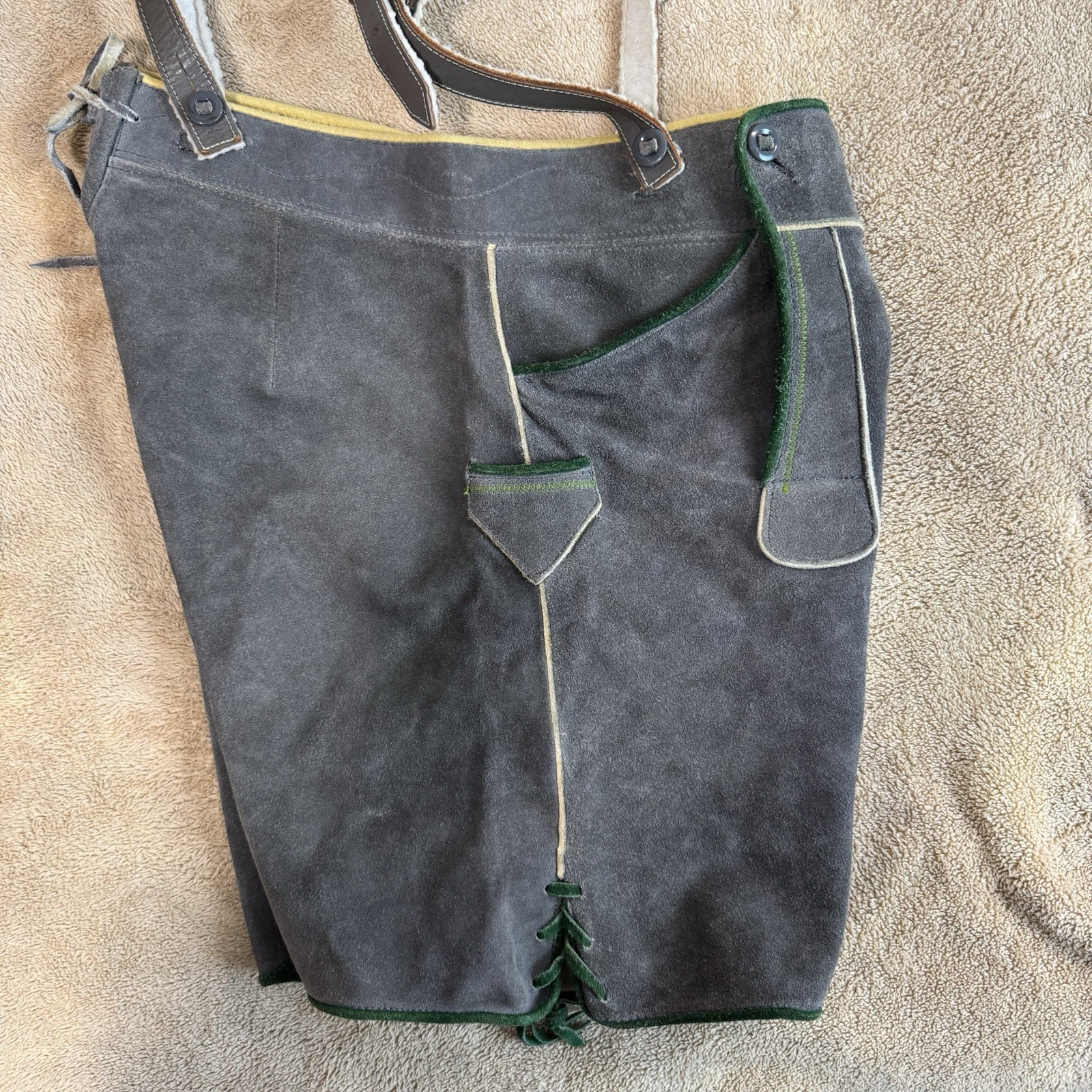 Vintage Lederhosen Suede Leather German Bavarian Genuine Youth Measure In Pics