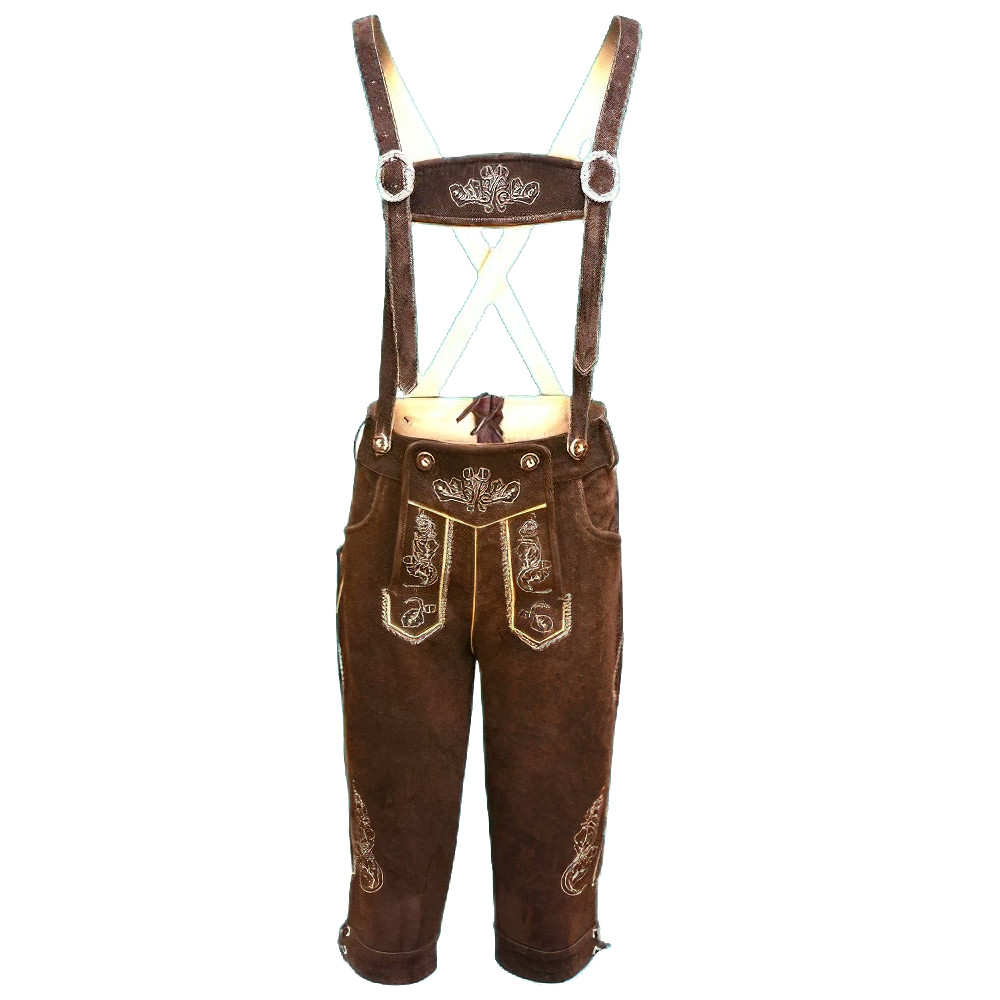 German Bavarian Oktoberfest Trachten Lederhosen Real Leather Men Matching Short