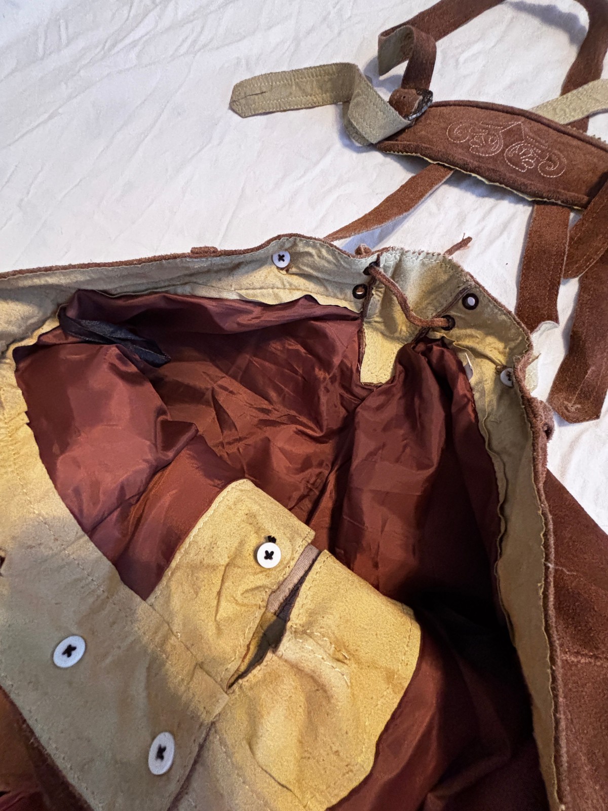 Bavarian Lederhosen Suede Leather German Oktoberfest Pants Authentic Men 54 / L