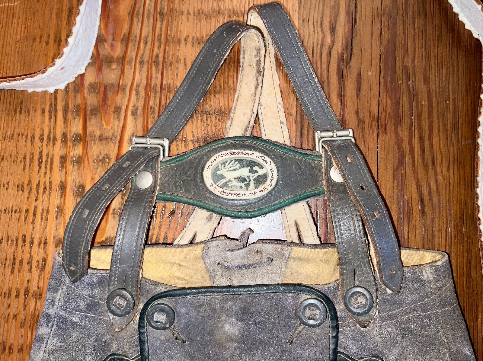 Vintage 60’s Authentic Traditional Suede Lederhosen German Suspender Boys Shorts