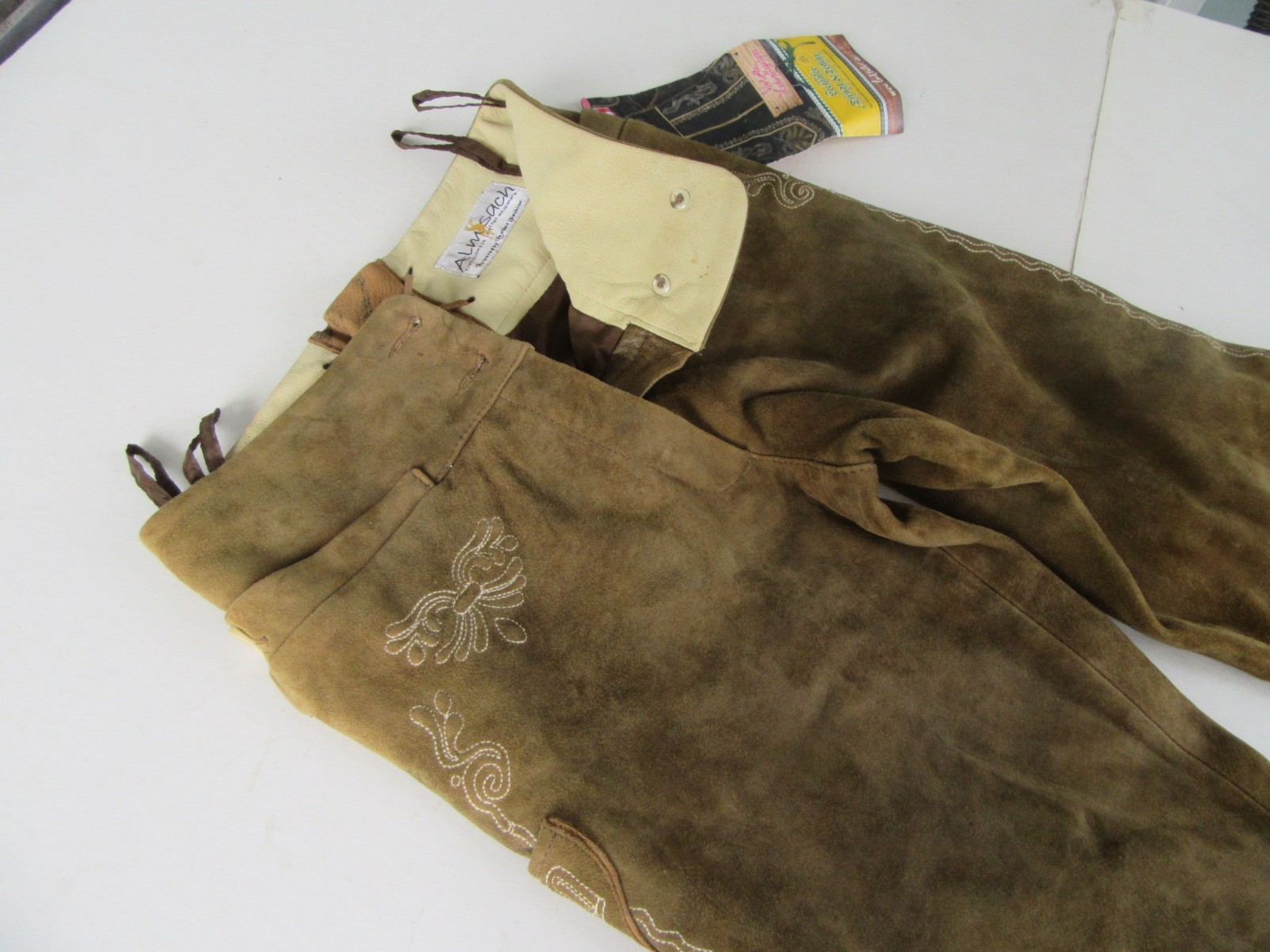 Long Almsach Lederhosen Suede Size 34 Costume Shirt Size 42 Oktoberfest Costume