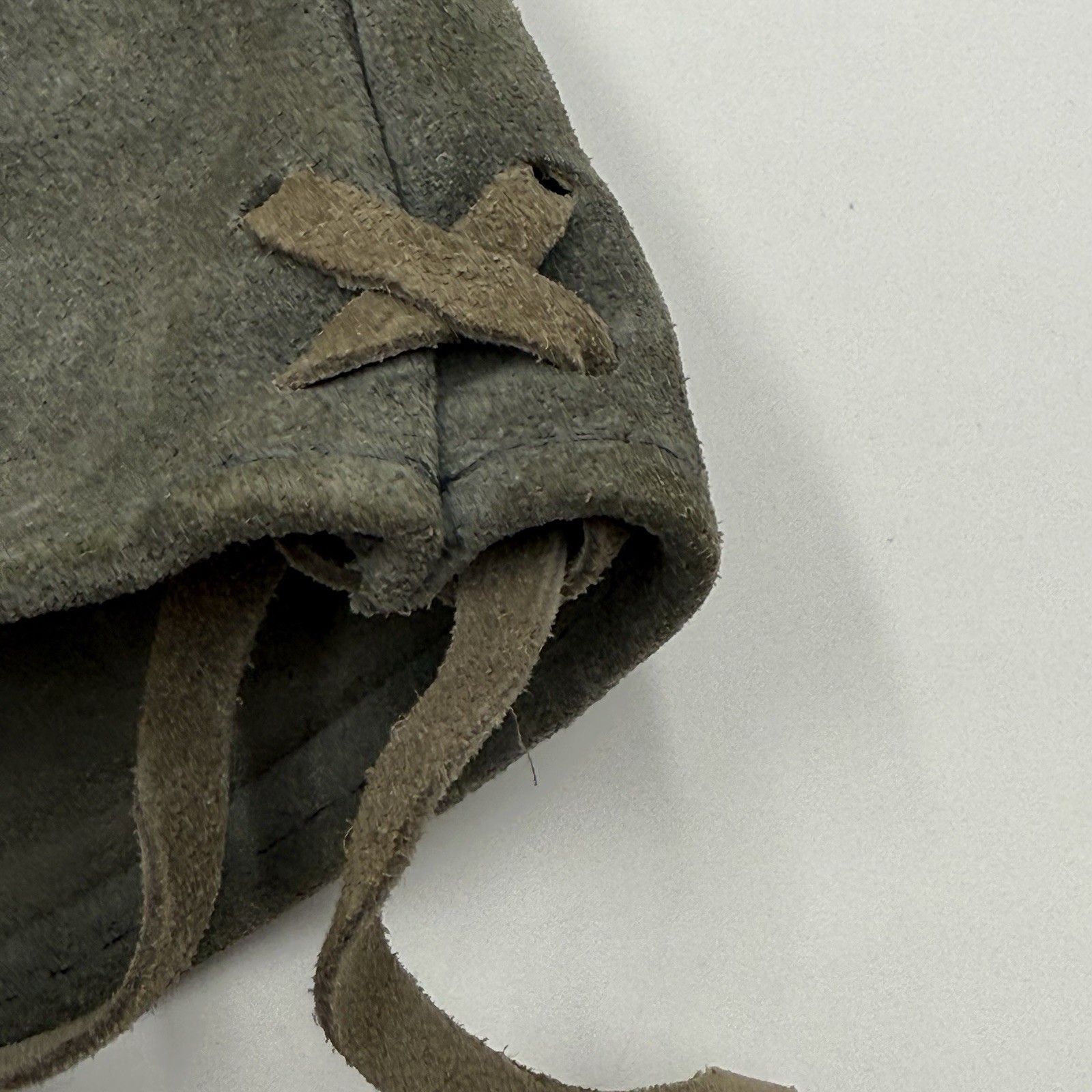 Lederhosen German Leather Suede Vintage Childs Green Grey Shorts Breeches