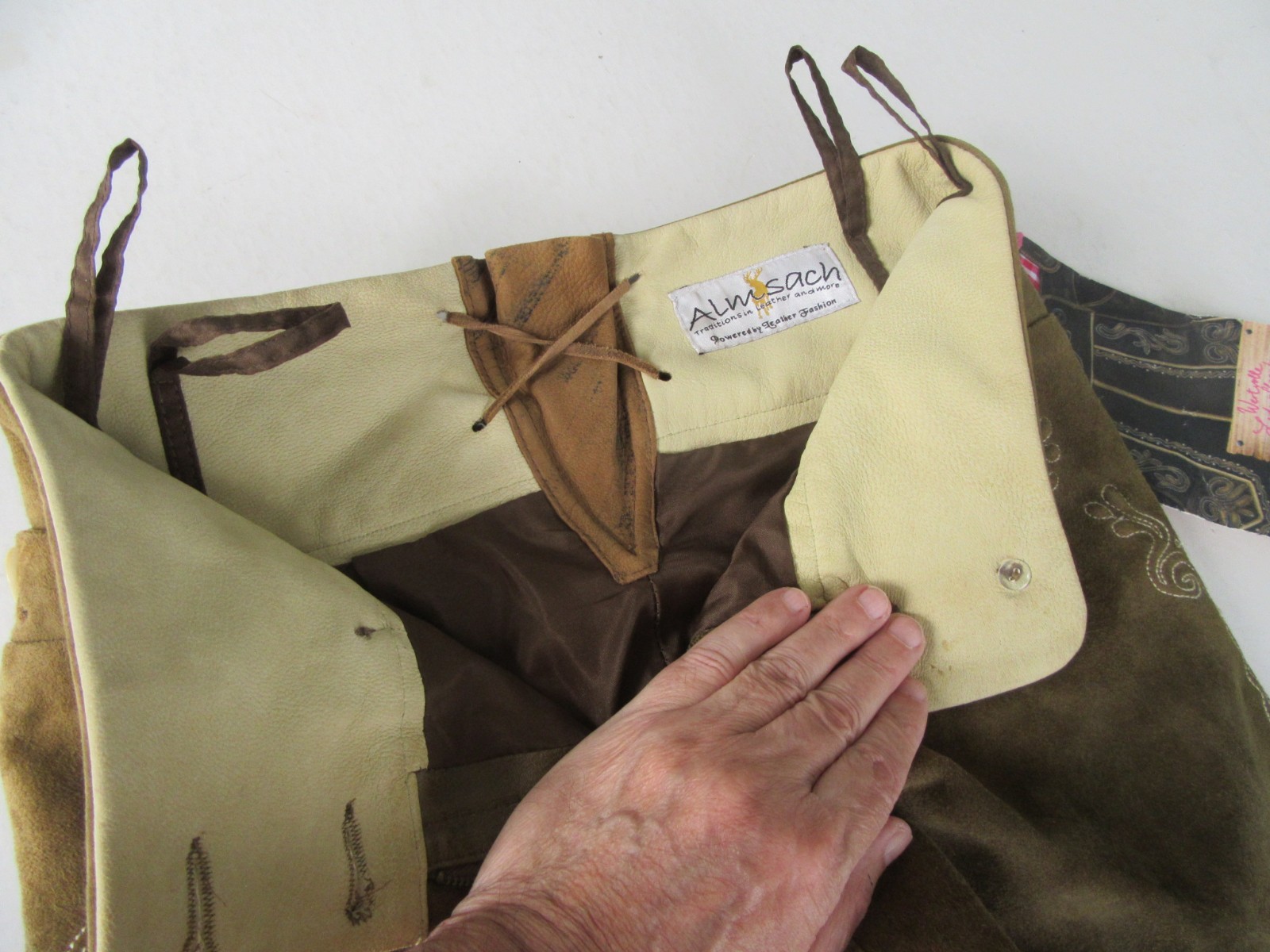 Long Almsach Lederhosen Suede Size 34 Costume Shirt Size 42 Oktoberfest Costume