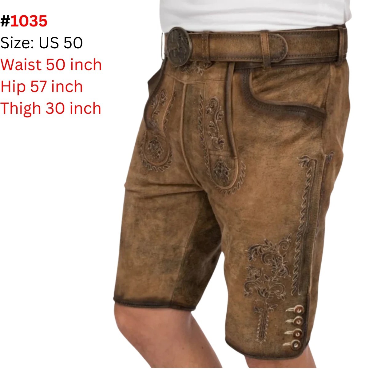 Genuine Leather German Lederhosen for Men Oktoberfest Outfit Short