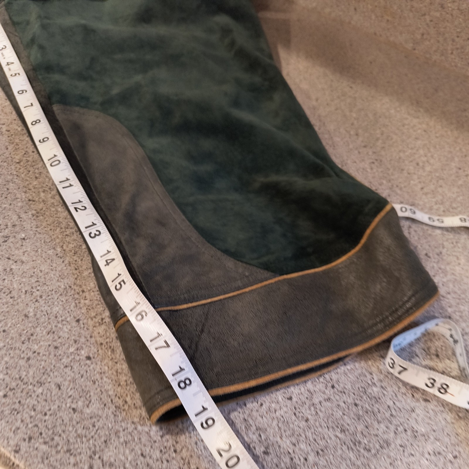 US 30″ Men Oktoberfest Bavarian Lederhosen-Suede Leather Dark green Trousers
