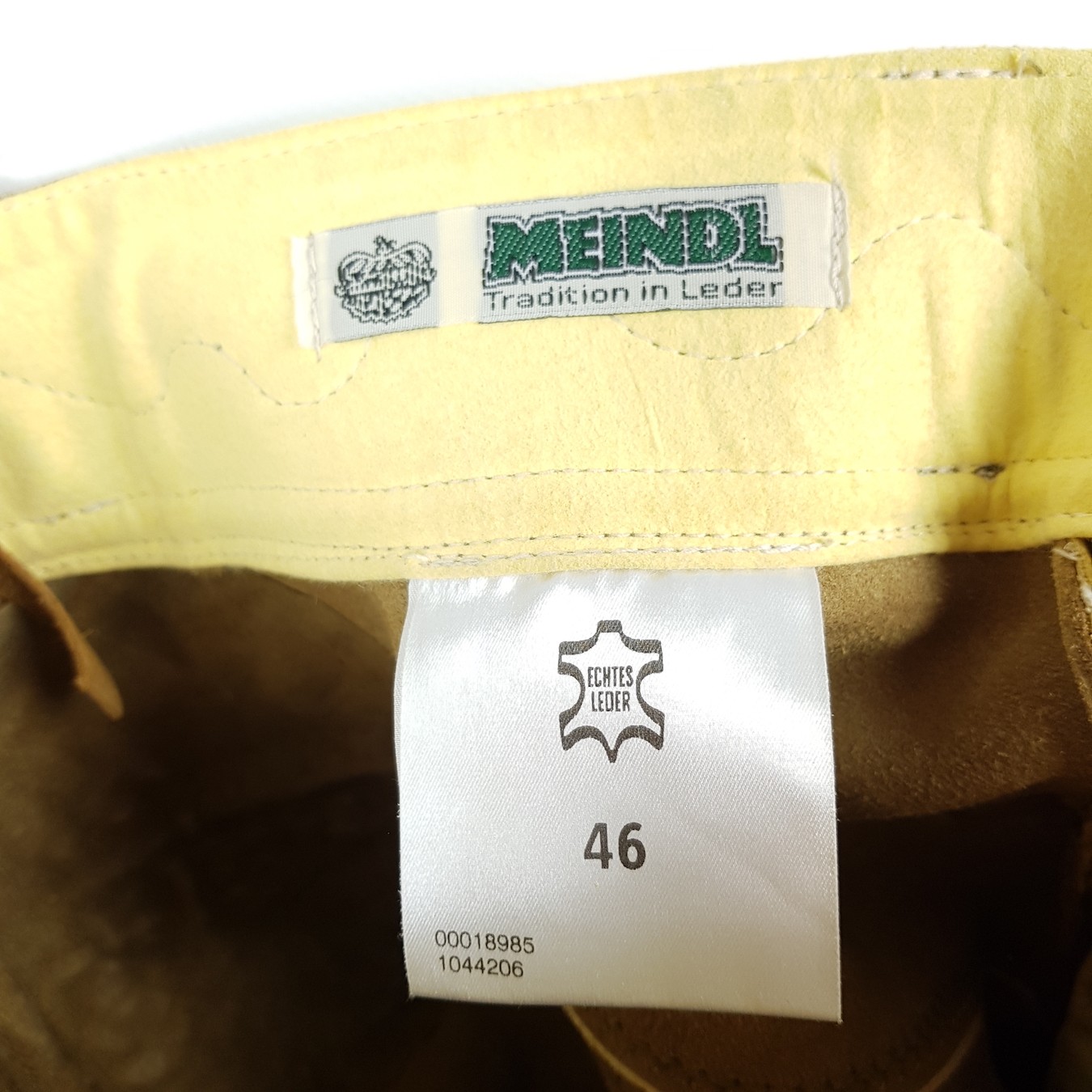 Meindl Lederhosen Mens Size 46 Brown Knee High Suede Pants Embroidered Costume