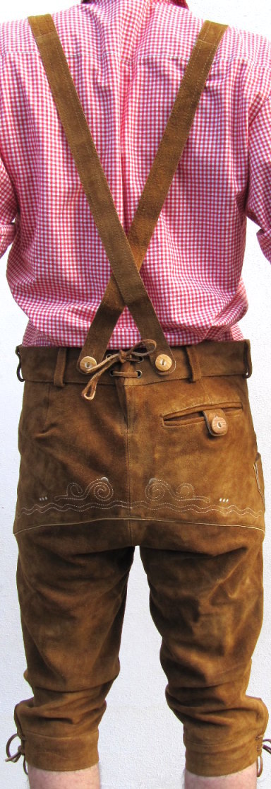 HIRSCHBERGER Trachten Lederhose Kniebund Gr. 46 – 72 Wildleder braun Camel