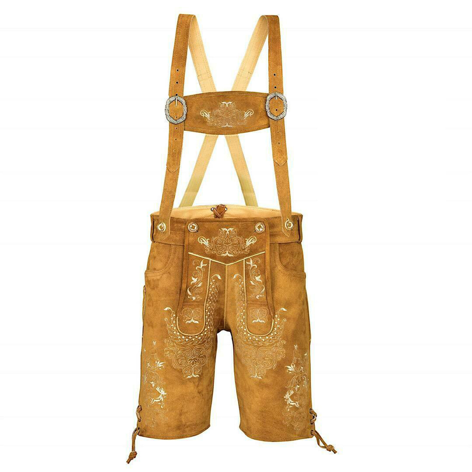 Authentic Men Oktoberfest Bavarian Lederhosen Suede Leather Trousers