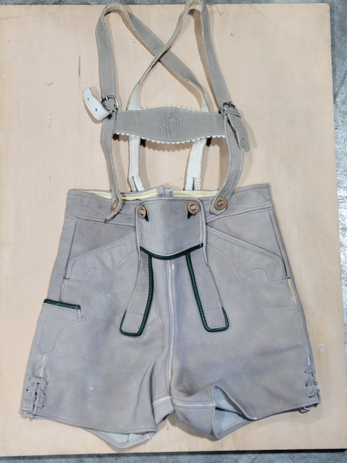 Vintage 1950s Boy’s Size 6 Lederhosen Leather Suede Austria Alpine Breeches