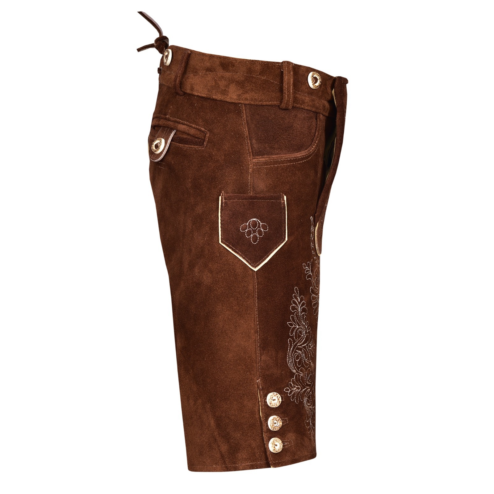 Men Traditional Leather Oktoberfest Lederhosen (Brown, Black, Gold, Med Brown)