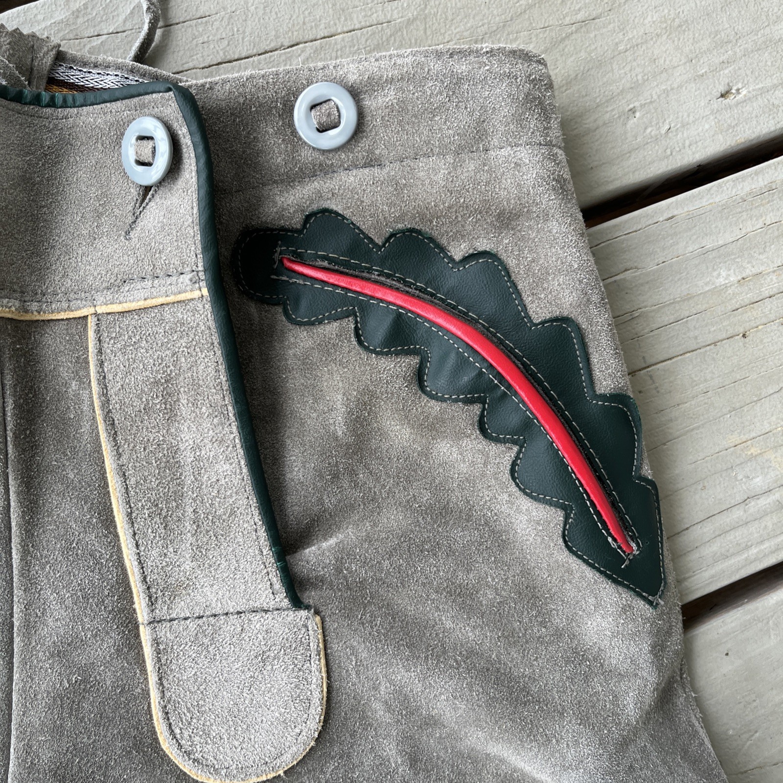 Vintage German Lederhosen Genuine Grey Suede Shorts Oktoberfest 29” Waist