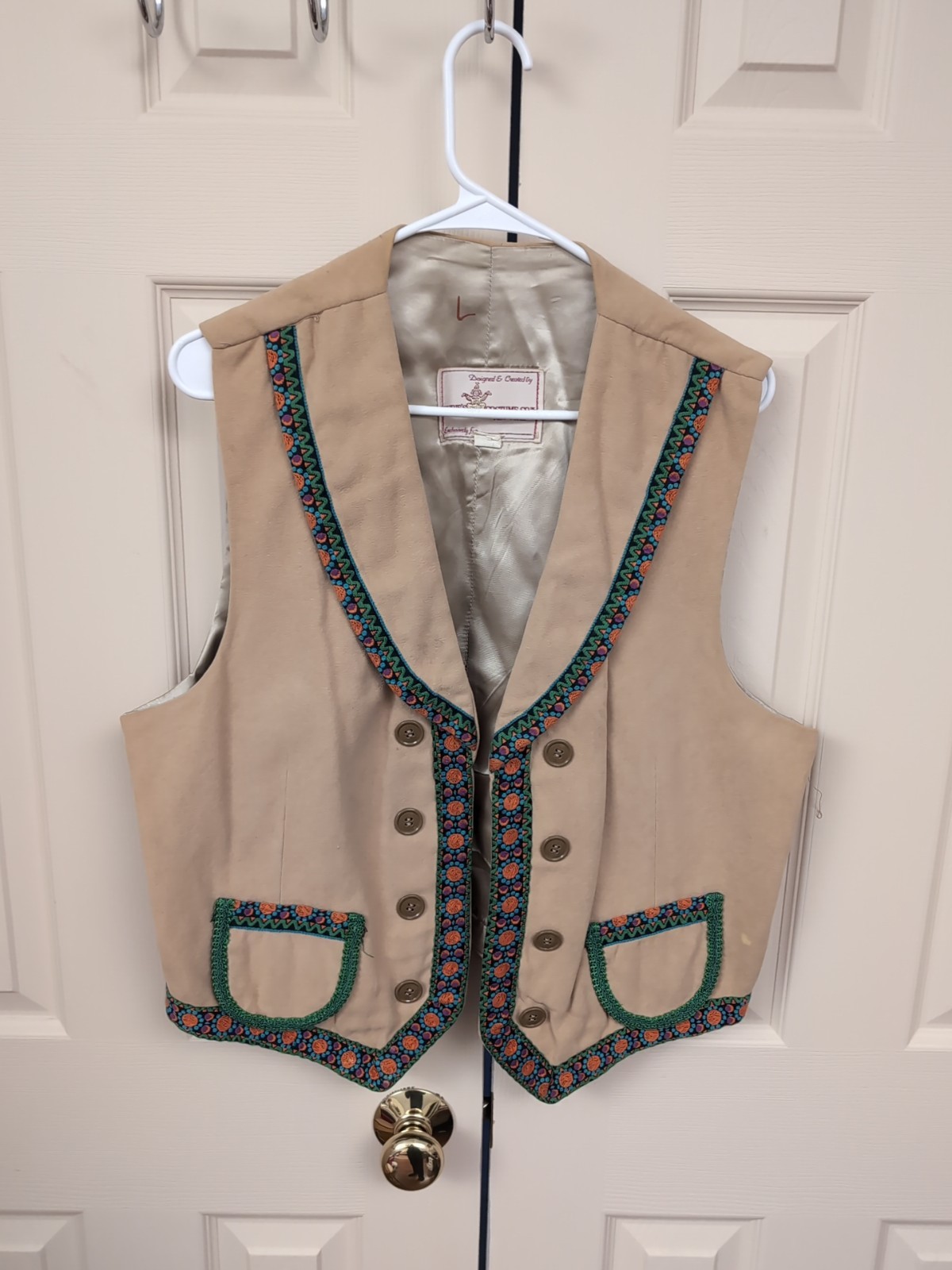 Vintage Austrian Tracht Embroidered Vest Lederhosen Oktoberfest Men’s Large