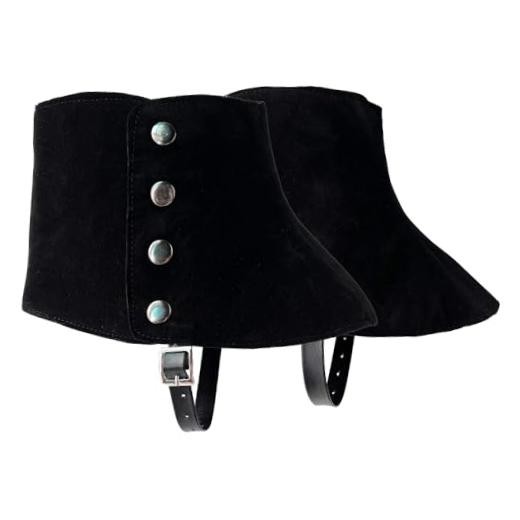 Men’s Gangster Spats 20s Leather Boot Covers for Men Snap Spats Medium Black