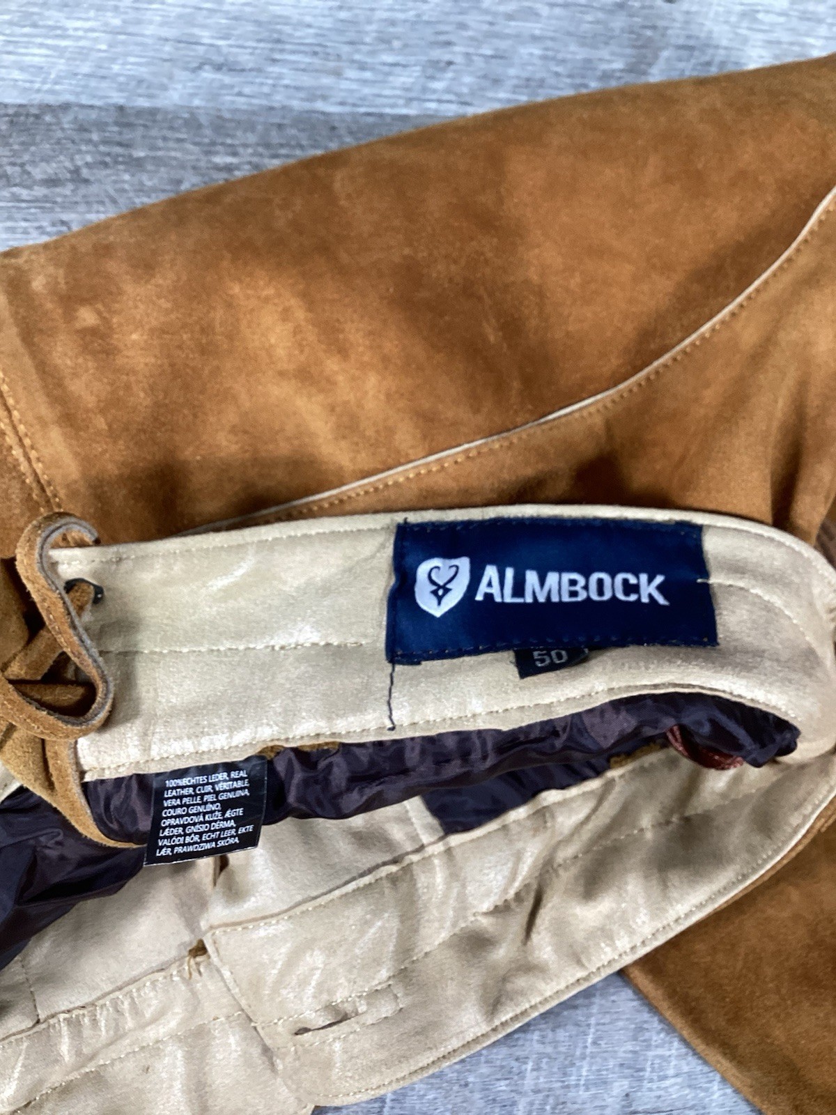 ALMBOCK Lederhosen Real Leather Bavarian Oktoberfest Shorts Size 50 /M NWT