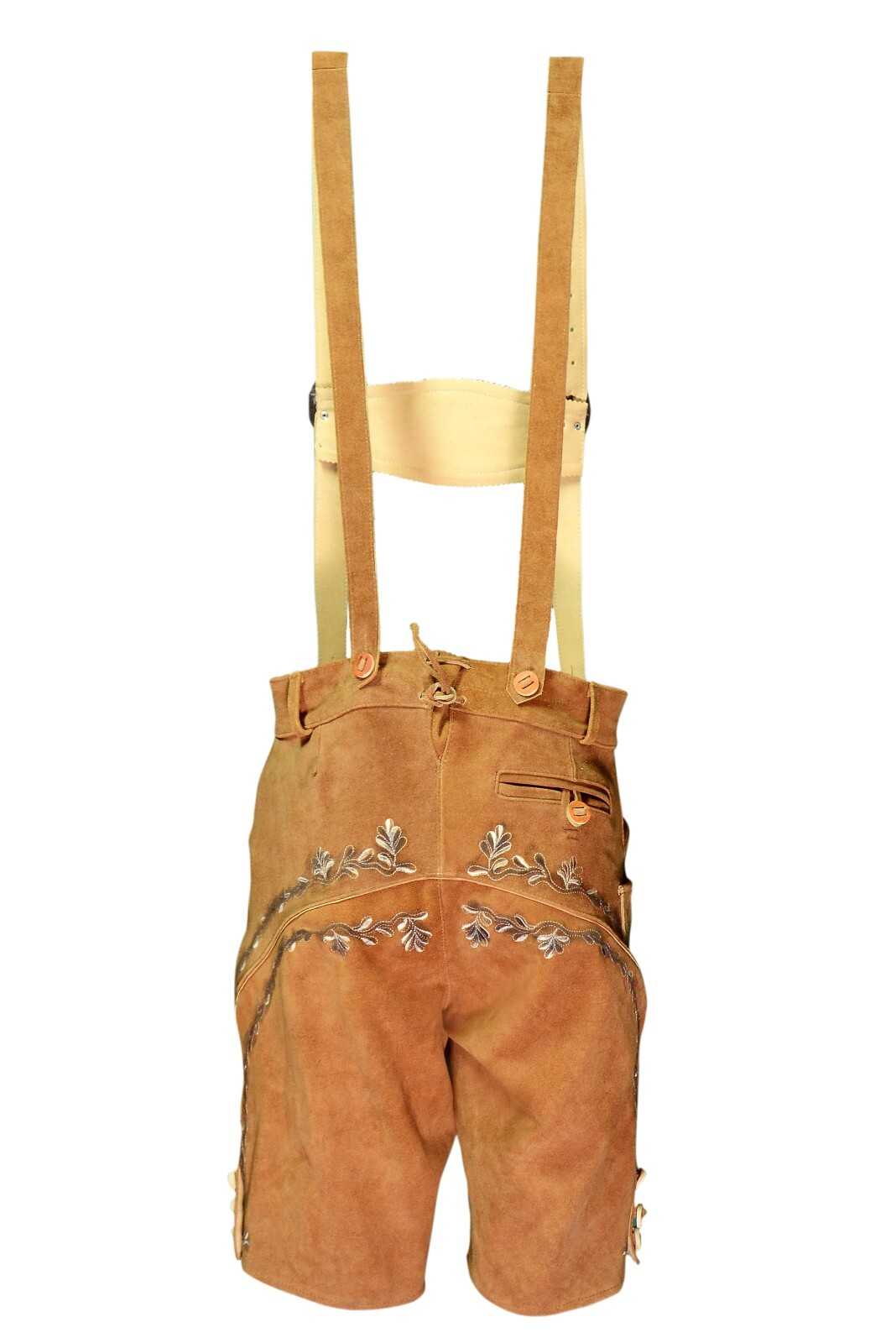 Lederhosen Men Brown Soft Suede Bavarian Outfit Premium Leather with 3D Embriode