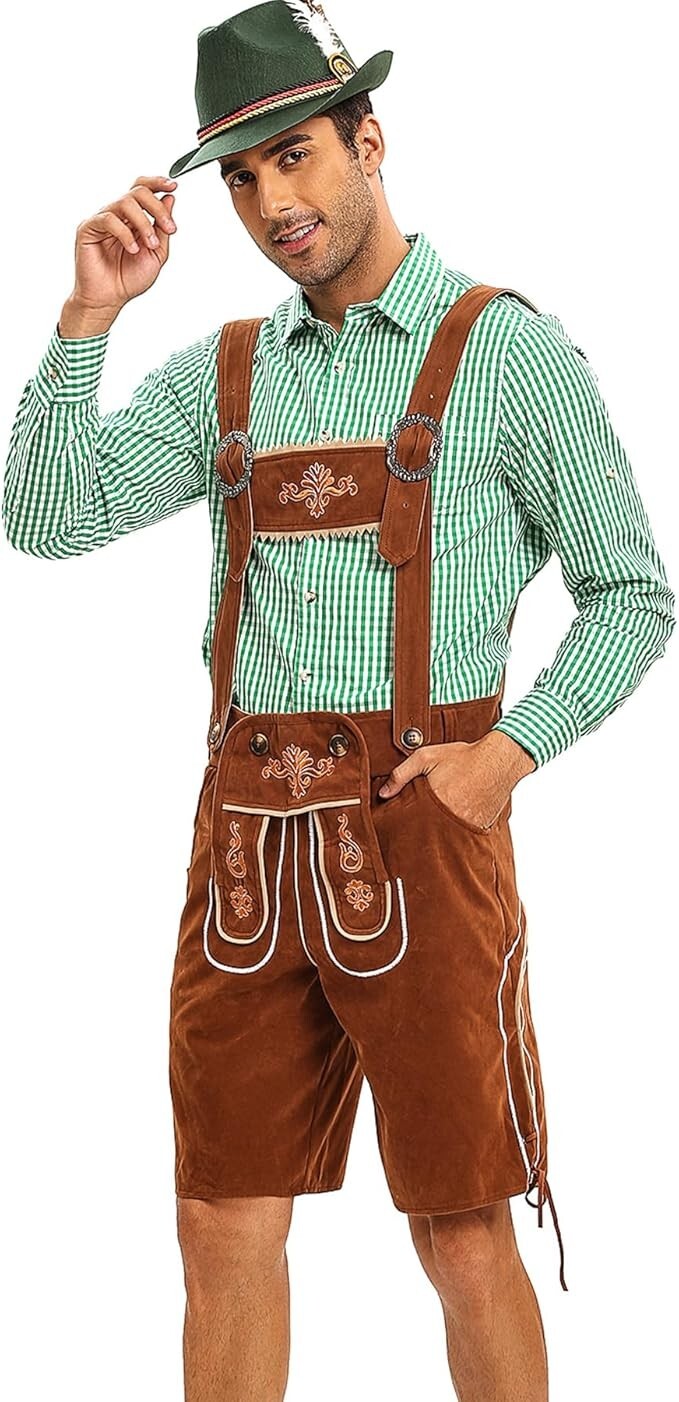 Lederhosen, Men Oktoberfest Outfits, German Lederhosen October Festival Costume