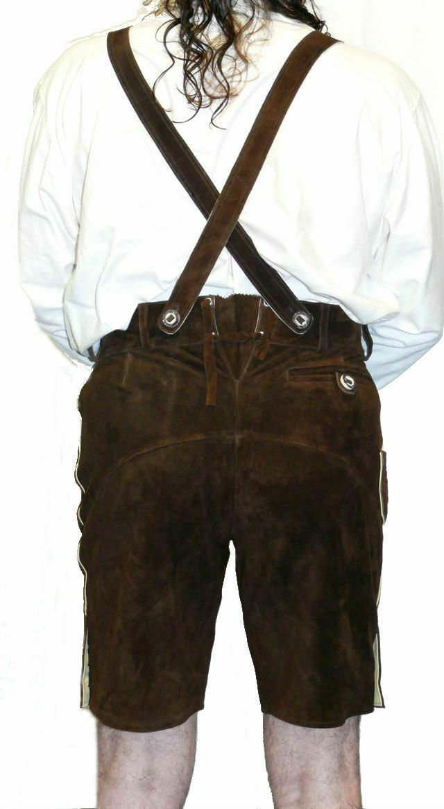 30″ to 56″ Leather Lederhosen Brown Oktoberfest Shorts Men German Bavarian Pants