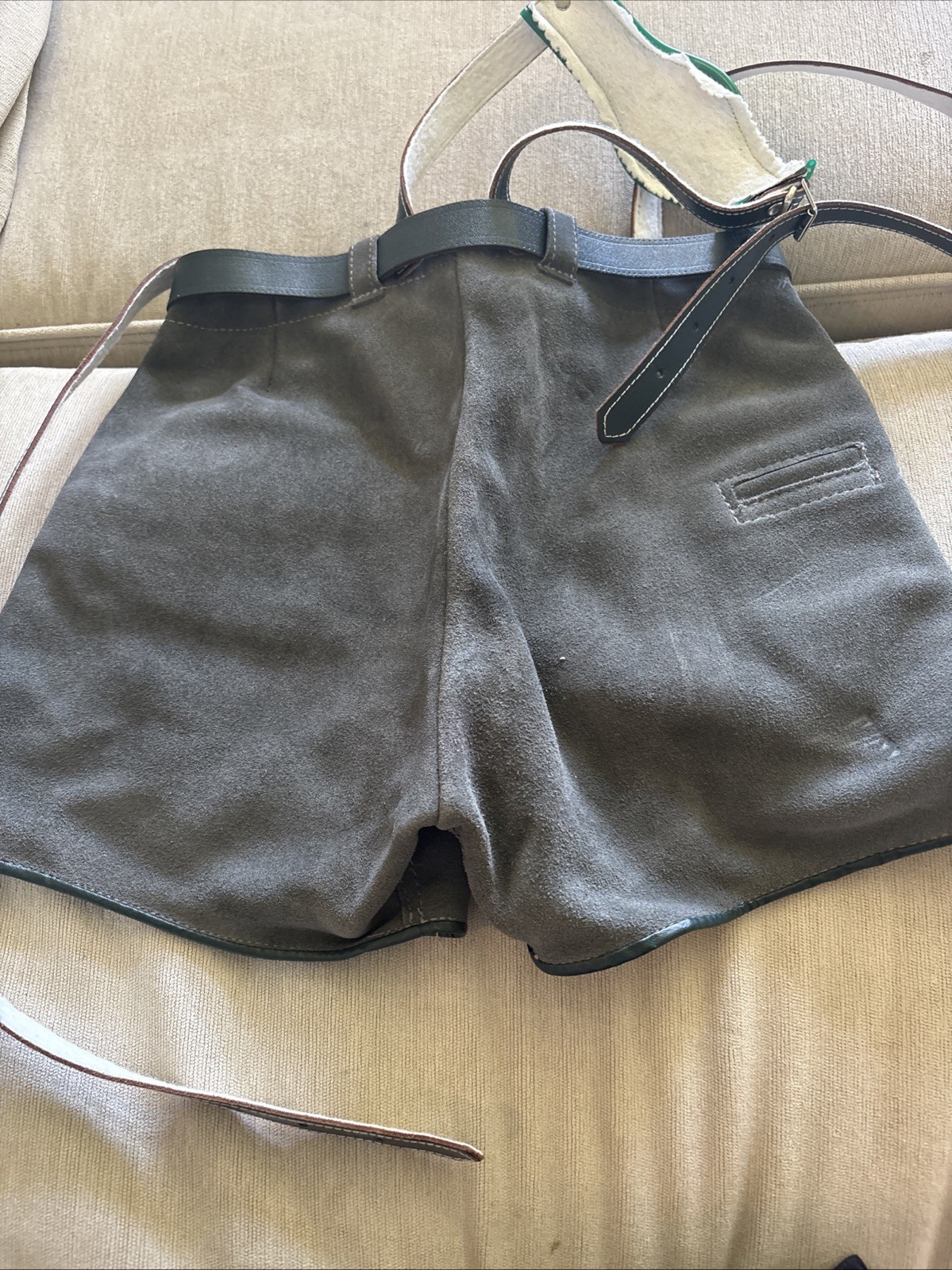Vintage Lederhosen Authentic Suede Leather German Shorts