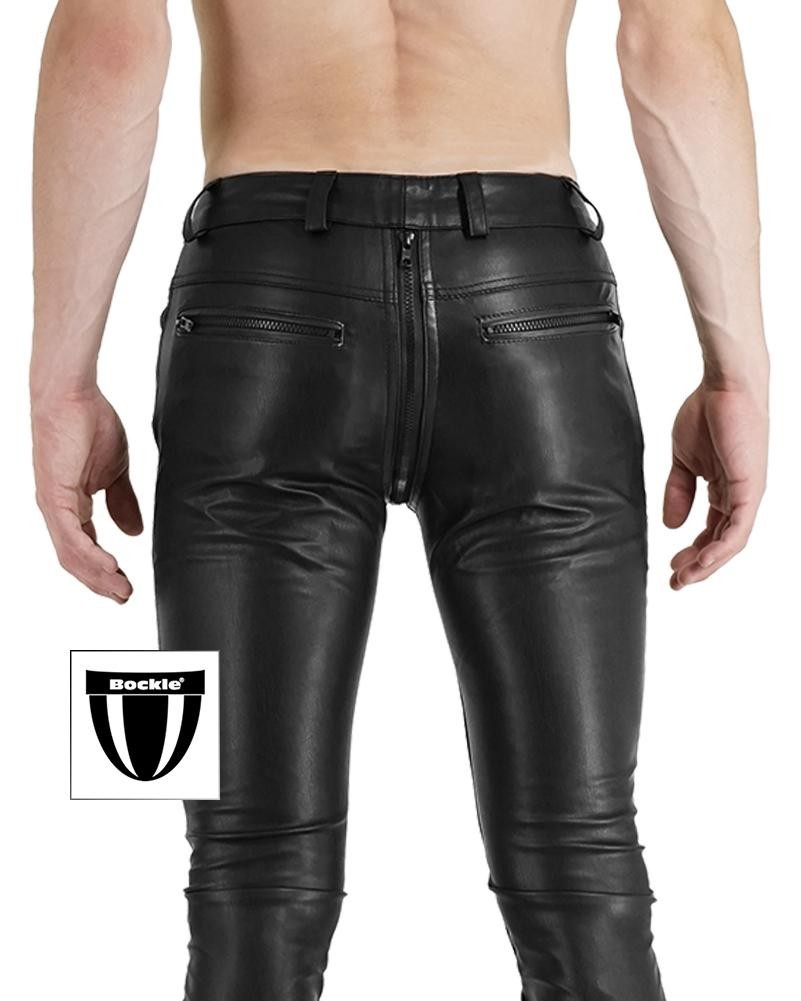 Bockle® Faux GAY-ZIP Skinny Faux Leather Pants Leather Jeans Zip Through Sze