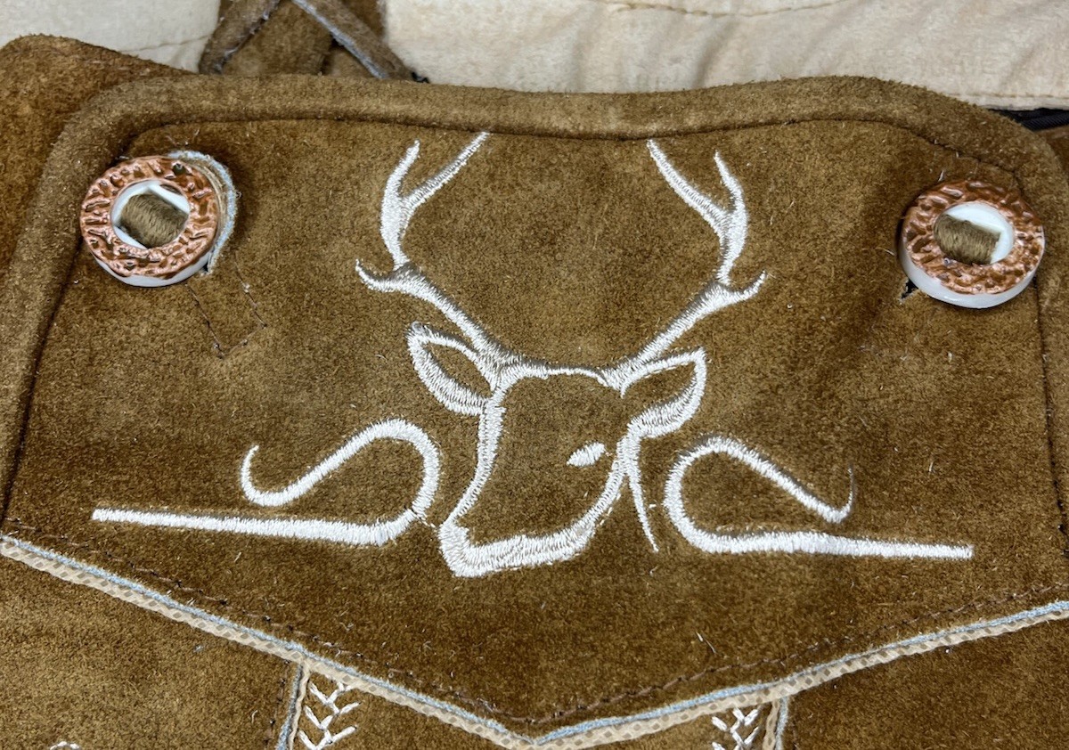 NEW Bavaria Trachten Leather Lederhosen Brown Shorts Oktoberfest Mens Sz 44