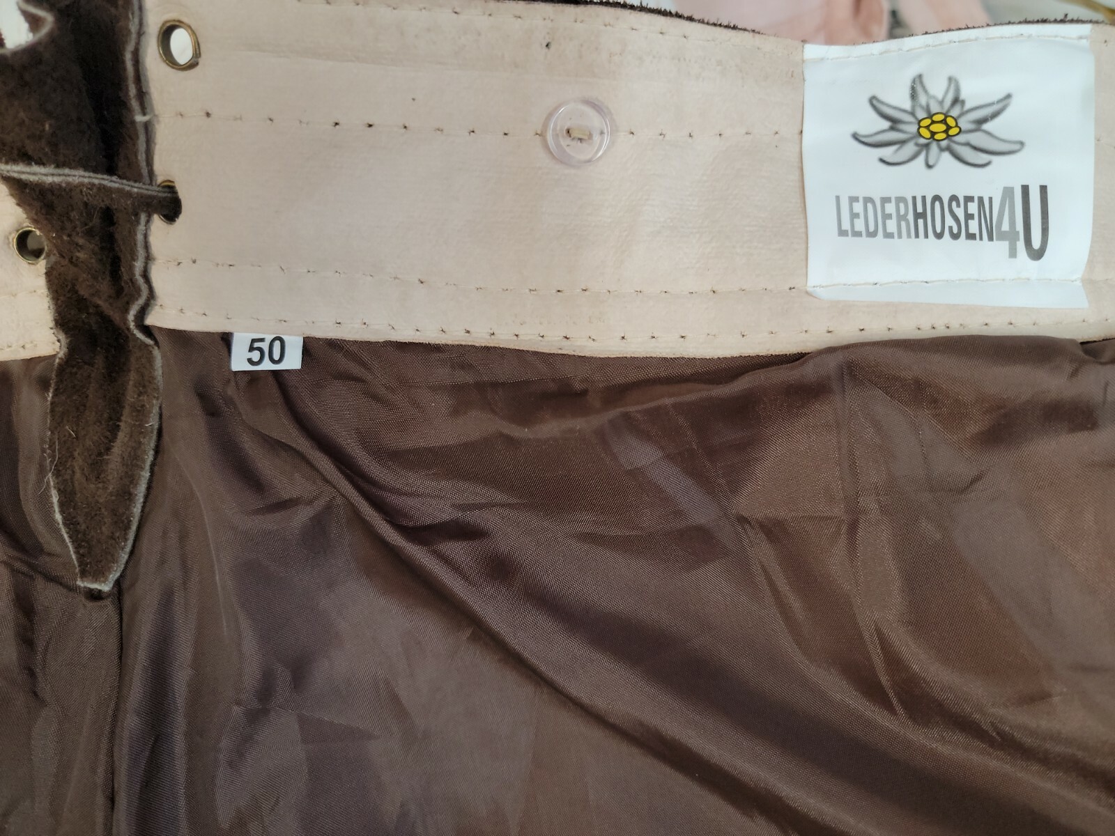 Lederhosen4U Men Genuine Leather Authentic German Lederhosen Dark brown 50 #C3