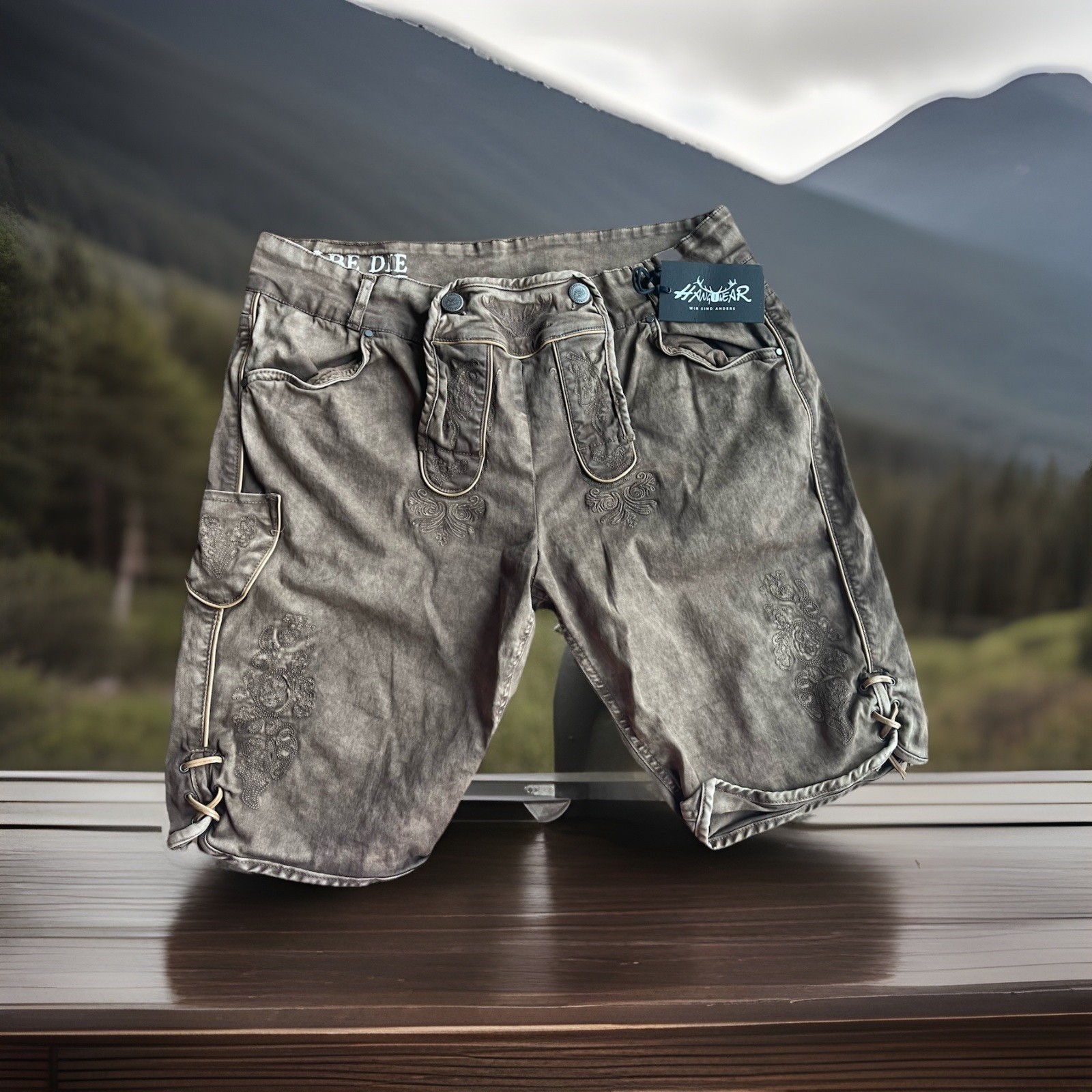 HangOwear MENS Lederhozen-style shorts in brown dyed cotton EU 56