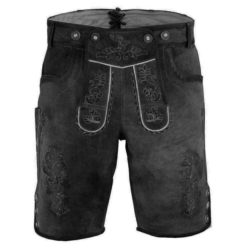 Men’s Bavarian Tratchen Lederhosen Pant German Oktoberfest Suede Leather Pants