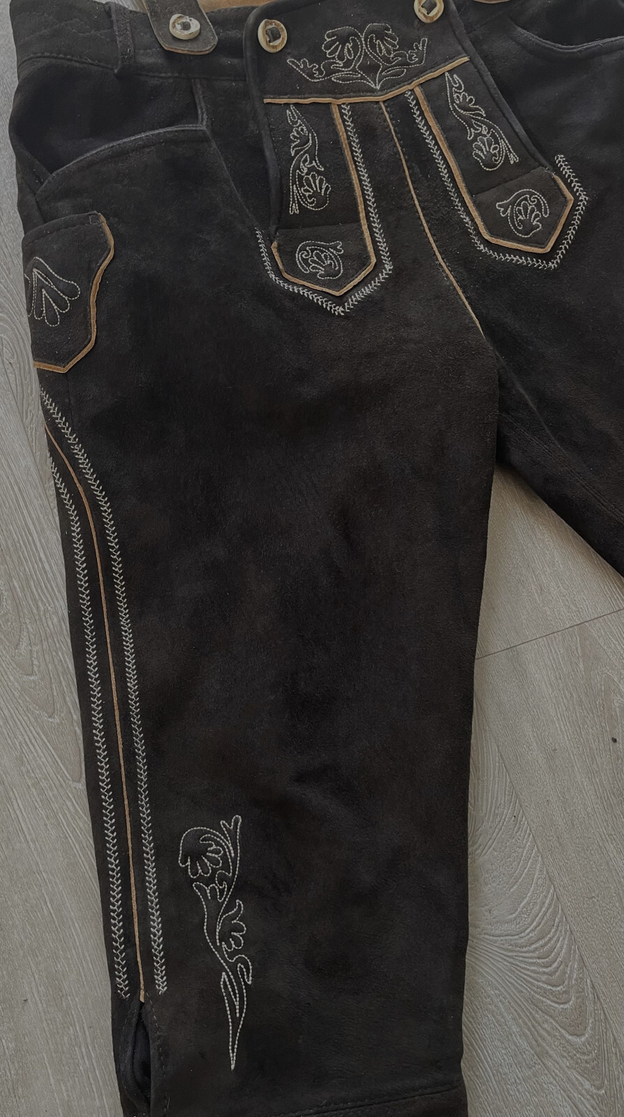 Lekra Trachtenlederhose Bundlederhose Herren braun Gr. 48 Ziegenleder neuw.