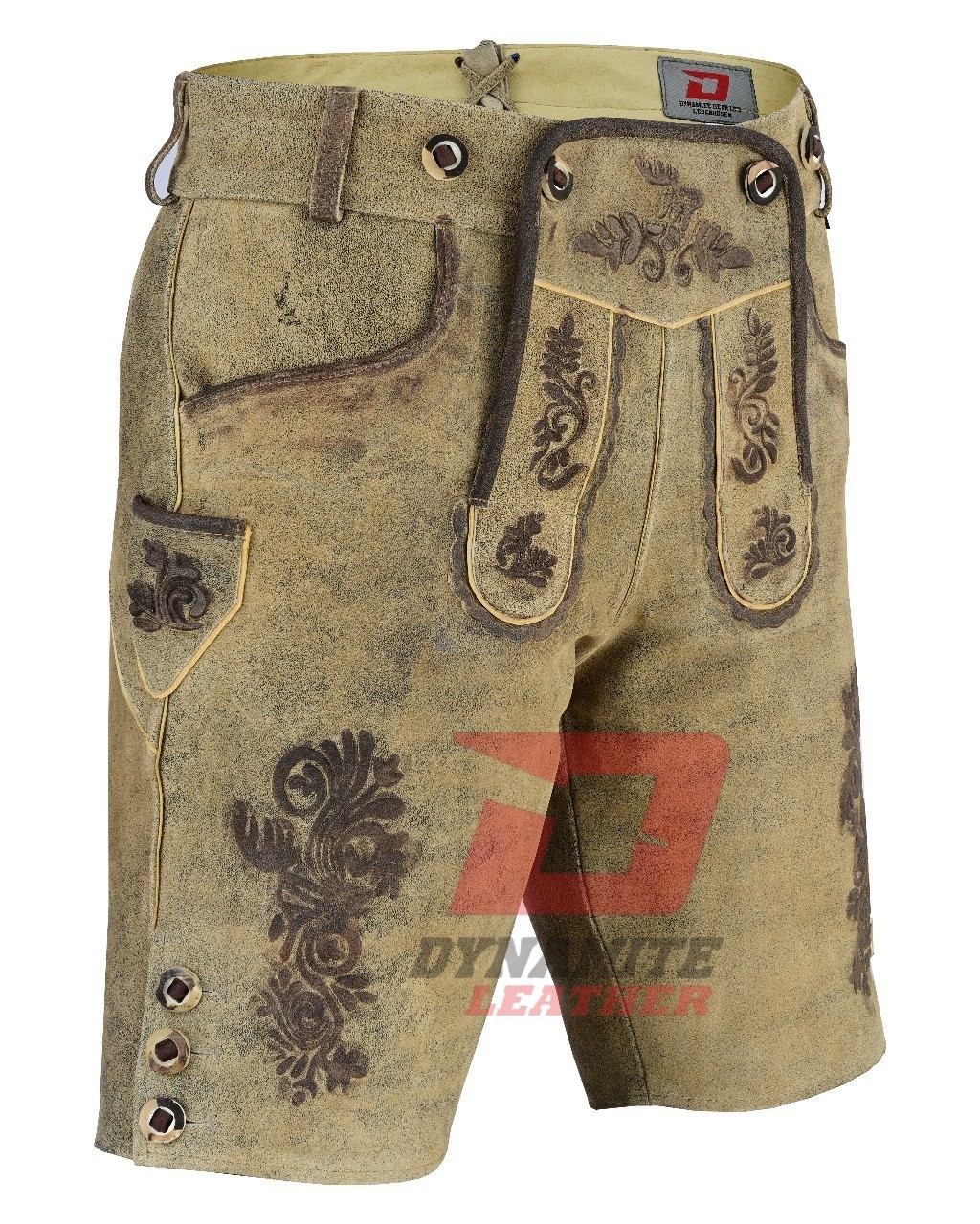 Men Oktoberfest Lederhosen- Authentic Bavarian Lederhosen-Suede Leather Trousers