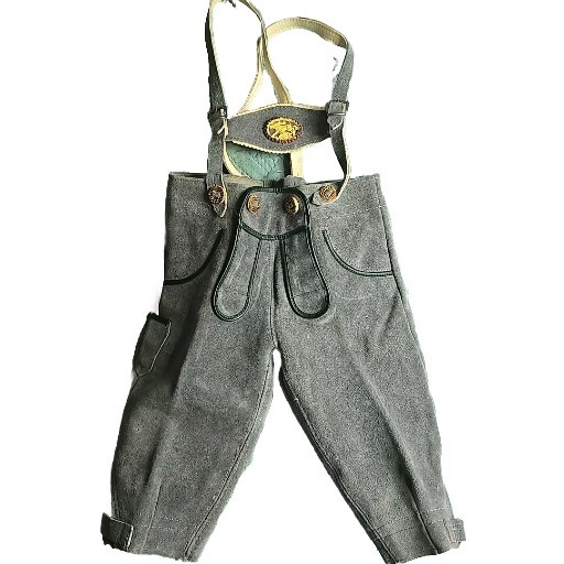 Vintage Lederhosen German Bavarian Leather Shorts Suspenders Boy Costume