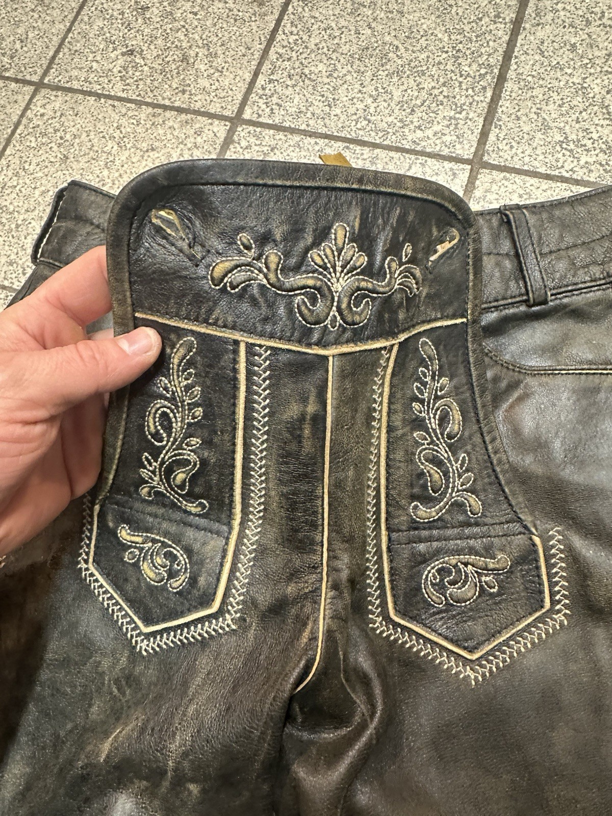 Country Maddox Leather Pants Three Quarter Knee Length Size 36 Brown Real Leather Excellent