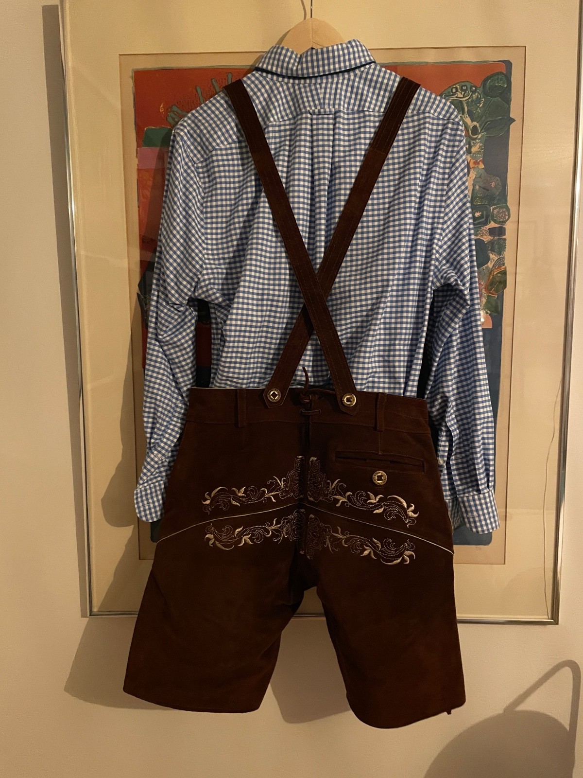 Mens Lederhosen Size 32 Shirt, Socks, Tie, and Garters Included
