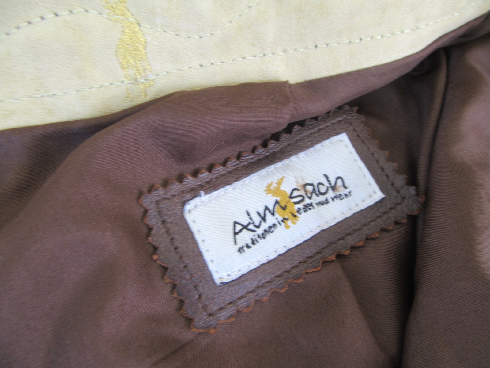 Half Length Almsach Lederhosen Suede Embroidered Size 42 Oktoberfest Costume