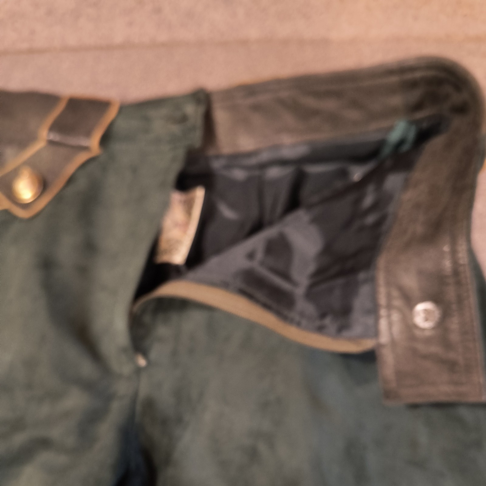 US 30″ Men Oktoberfest Bavarian Lederhosen-Suede Leather Dark green Trousers