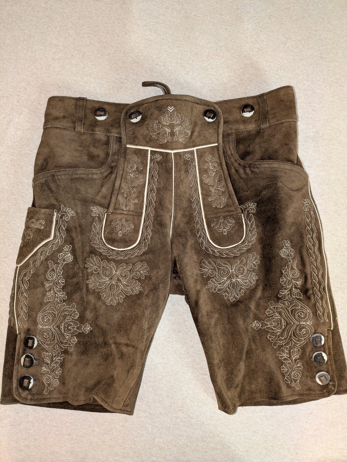Men’s Bavarian Leather Lederhosen – Med/Dark Brown – US size 30 – NEW