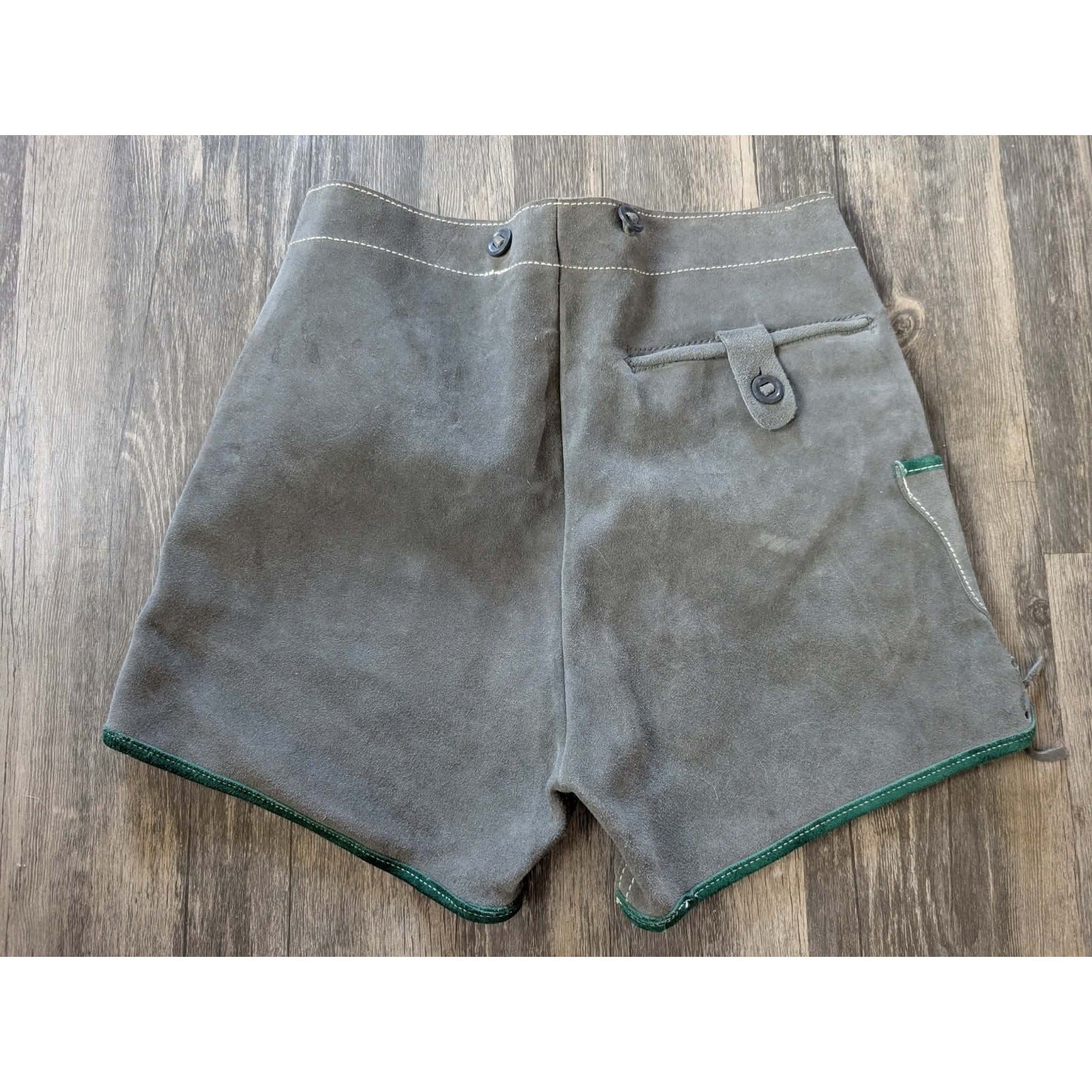 Boys Lederhosen German Gray Bavarian Suede Leather Shorts Costume Leprechaun