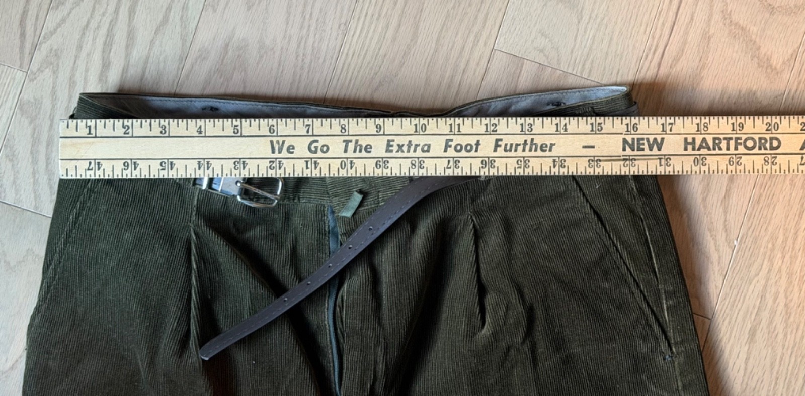 Vintage Unworn – GERMAN Lederhosen Pants, Forest Green Corduroy, Belted, Leather