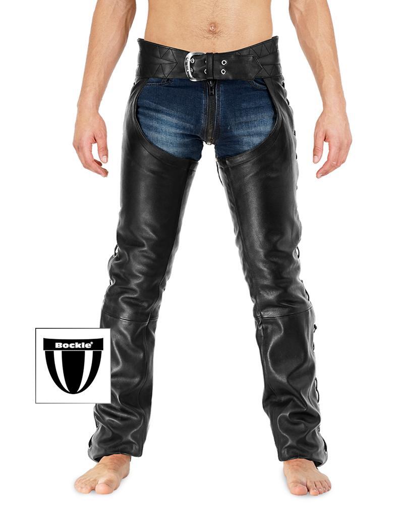 Bockle® Schnür-Chaps Herren Schnürlederhose Chaps Lederhose Lederjeans CSD GAY