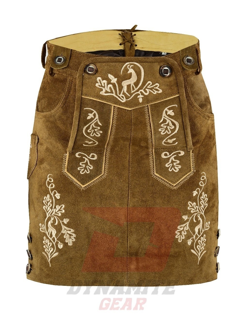 New German Bavarian Trachten Leather Women Oktoberfest Hand Crafted Skirt