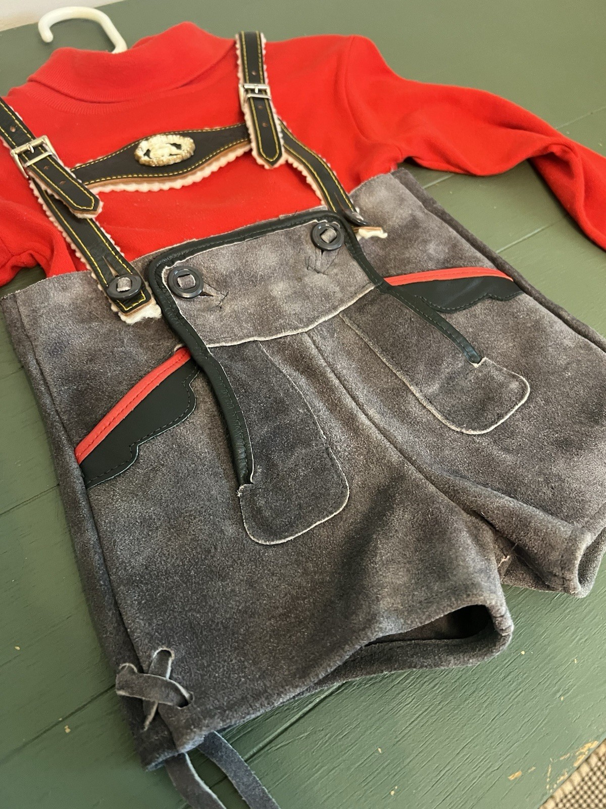 Lederhosen German Child Shorts Authentic VTG Suede Leather German 6 Golimbeck