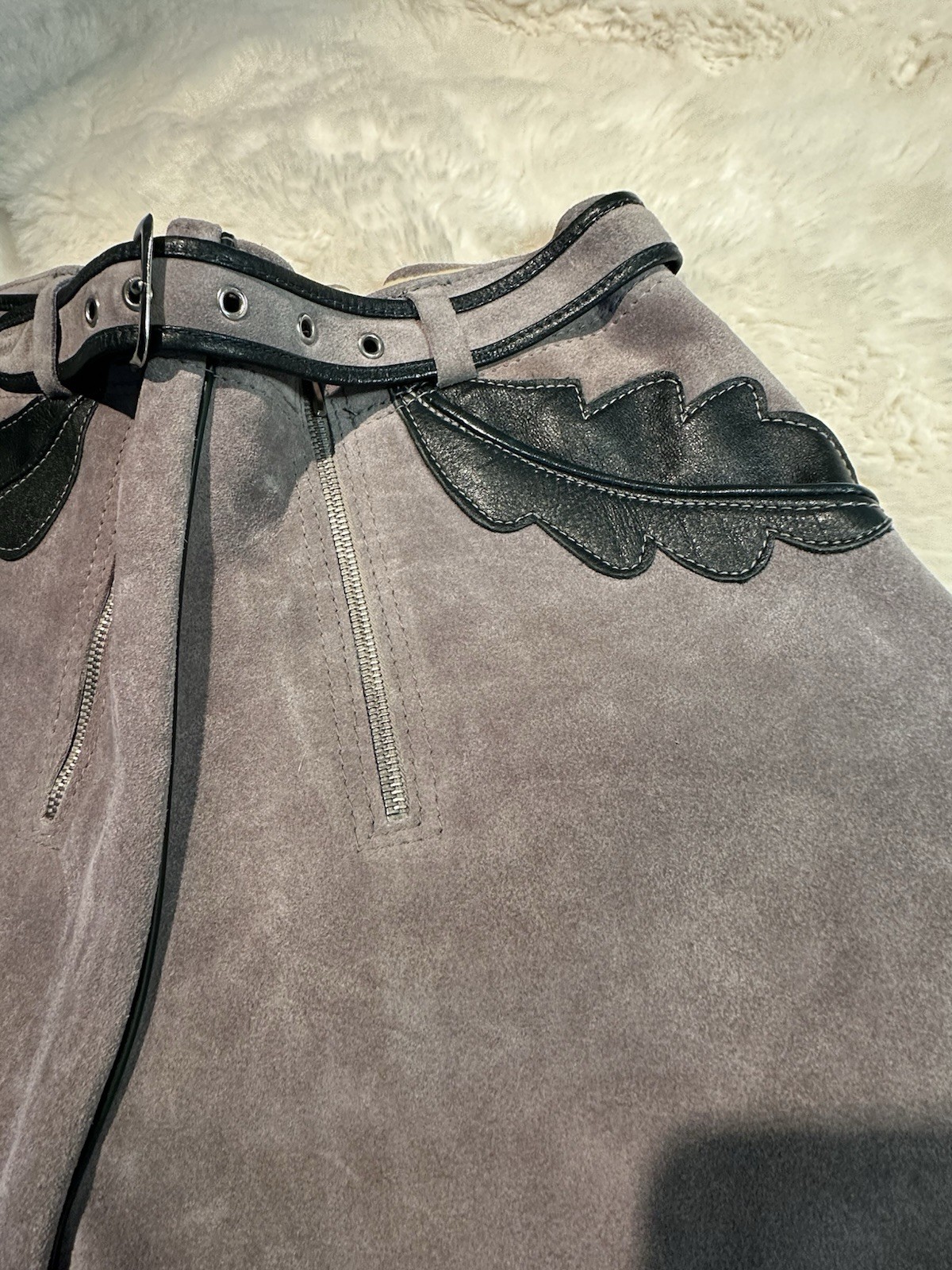 Leather Lederhosen Embroidered Traditional Size 43 Very Nice