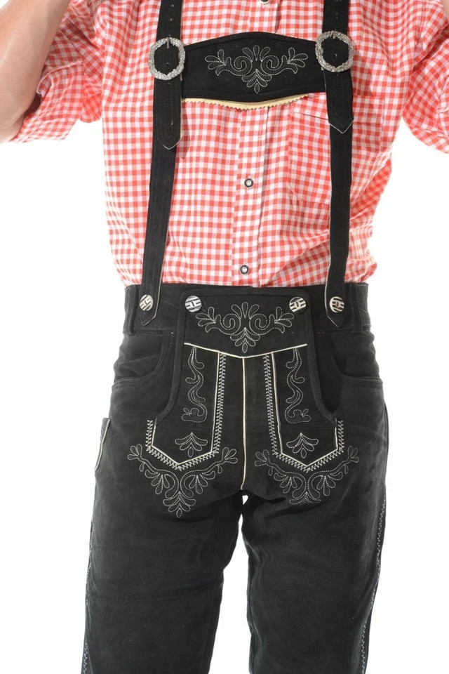 Authentic Bavarian Lederhosen | Handmade Suede Leather Trachten Shorts With Belt